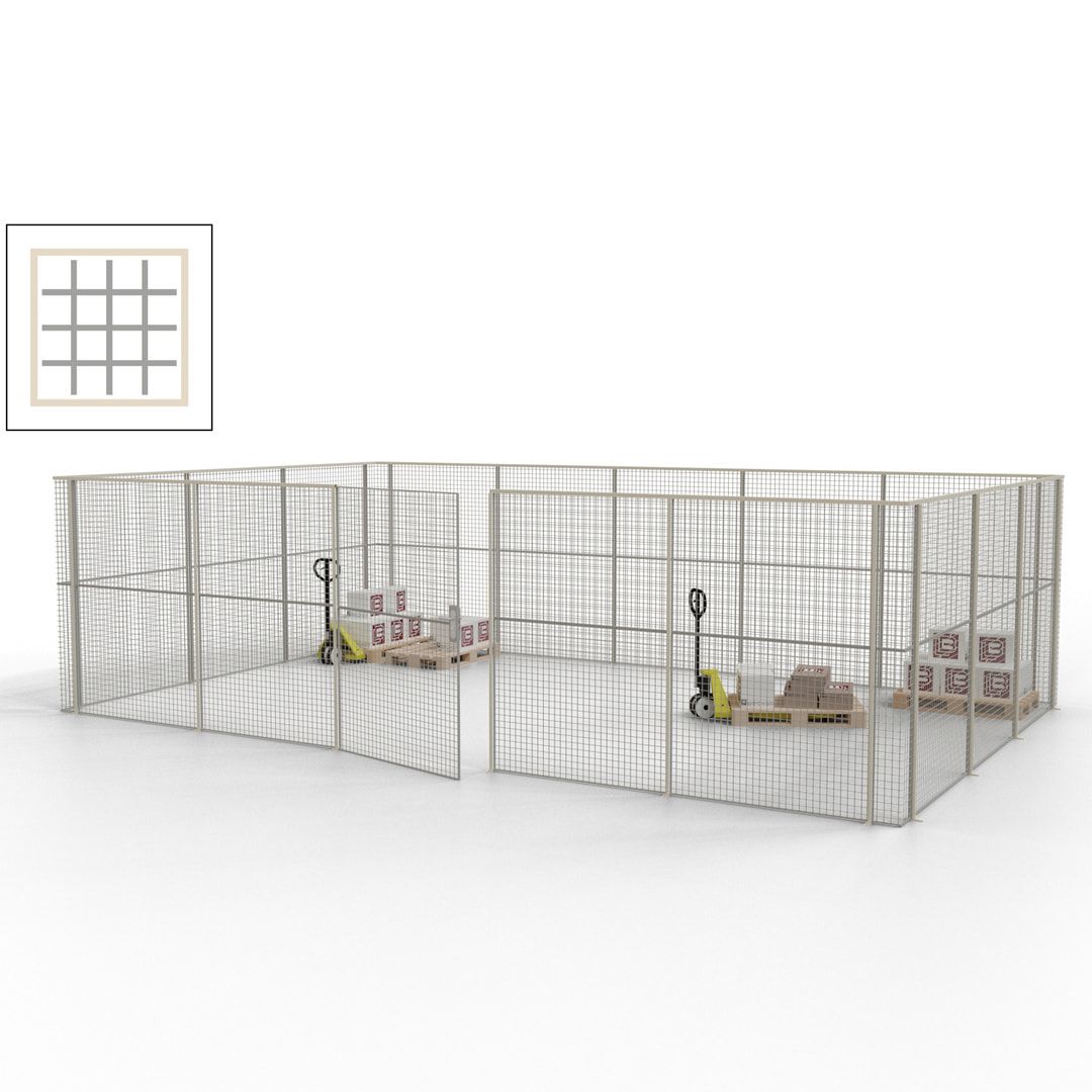 Maschinen Schutzgitter - Hallentrennwand - Sicherheitszaun - Tür - 22 m - 2.200 x 7.900 x 4.900 mm (HxBxT) - enzianblau