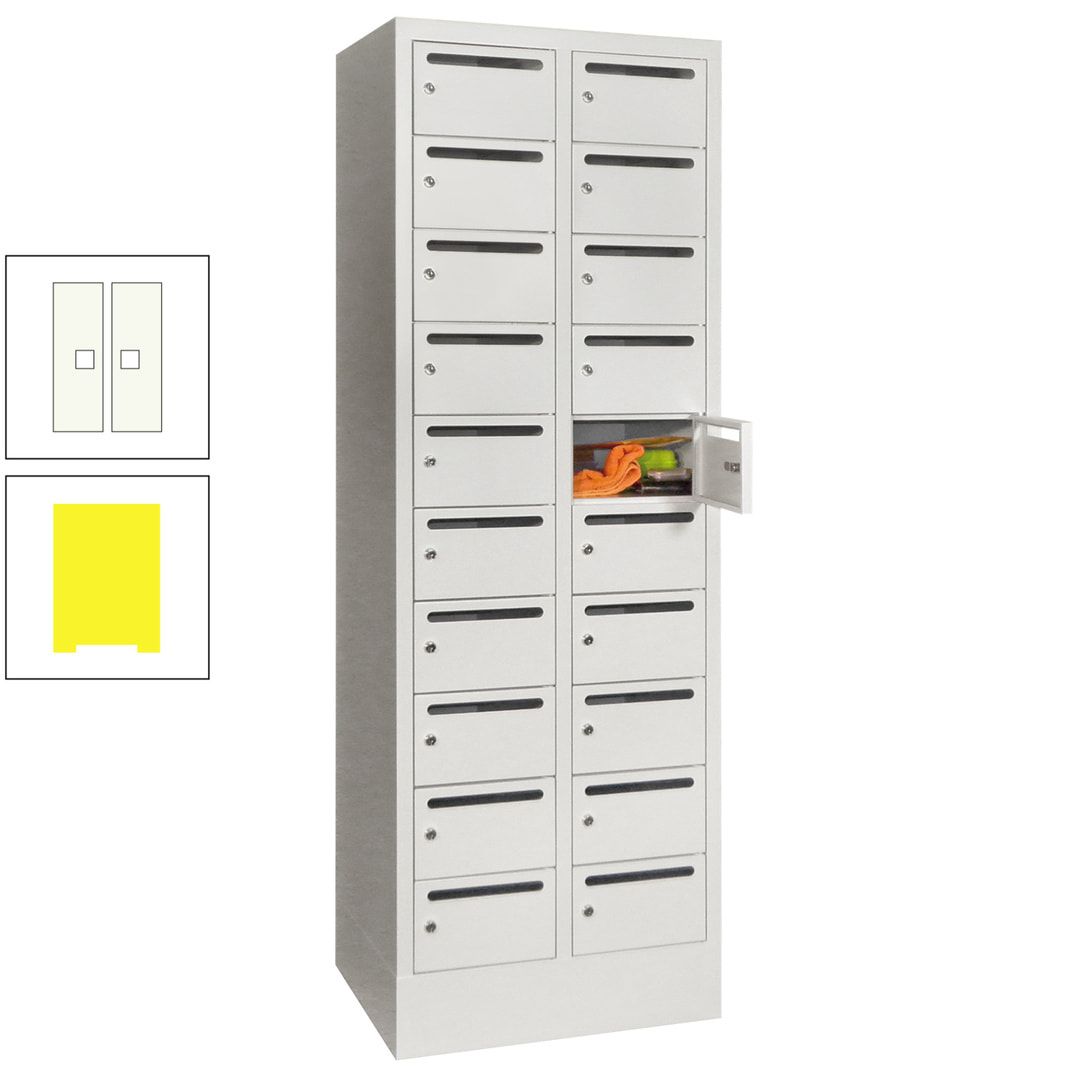 Postverteilerschrank, Schließfachschrank, 2 Abteile a 300 mm, 20 Fächer, 1.850 x 600 x 500 mm (HxBxT), Korpus anthrazitgrau, Front anthrazitgrau