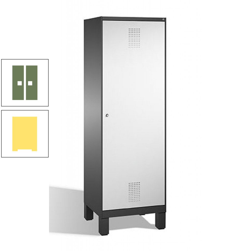 Doppel-Spind, Garderobenschrank, 1 Tür für 2 Abteile a 300 mm, Korpus anthrazitgrau, Türen anthrazitgrau, 1.850 x 600 x 500 mm (HxBxT)