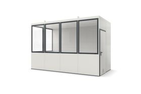 Bürocontainer, Aufsichtsstand, Meisterbüro, Lagerhallenbüro, mobil, für Innen, 4.045 x 2.045 mm (BxT), 8,27 qm, Fußboden wählbar