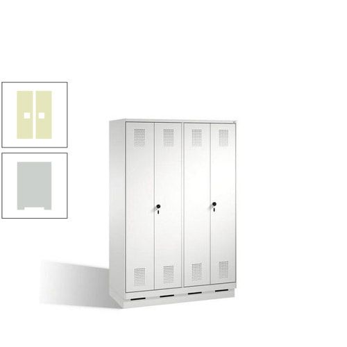 Doppel-Spind, Doppeltüren, Garderobenschrank mit Sockel, 4 Abteile a 300 mm, Korpus anthrazitgrau, Tür anthrazitgrau, 1.800 x 1.200 x 500 mm (HxBxT)