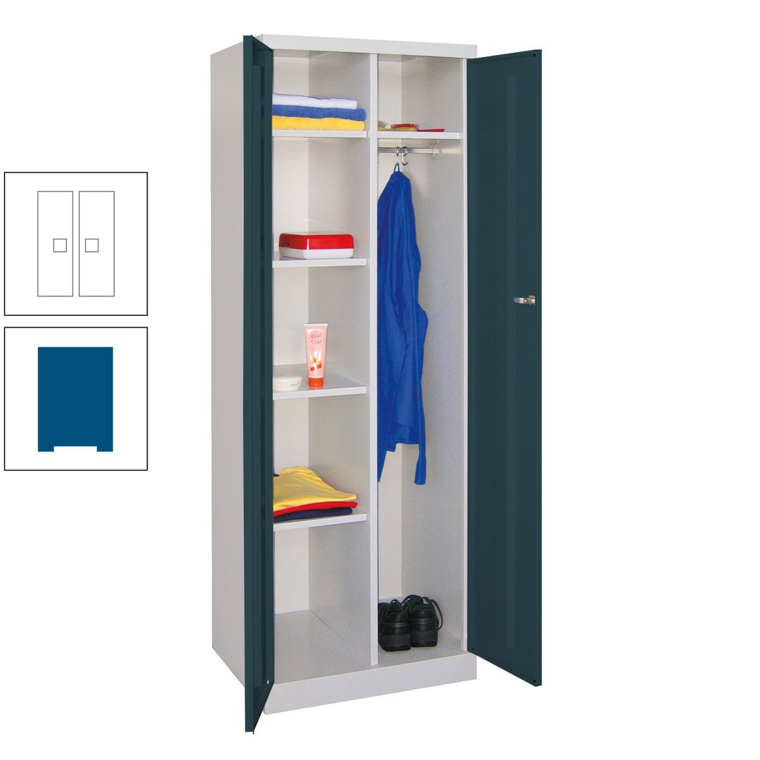 Kleiderschrank mit Sockel - Spind - 1 Abteil mit Trennwand - 1.800x600x500 mm (HxBxT) - Zylinderschloss - anthrazitgrau