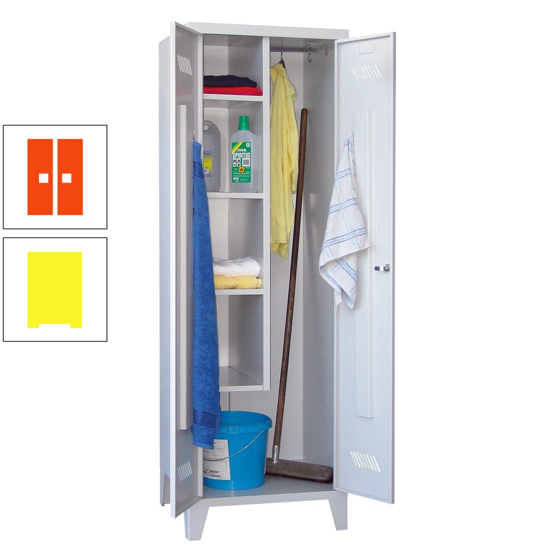 Putzschrank mit Füßen - 1 Abteil mit Trennwand - 1.850x600x500 mm (HxBxT) - Drehriegel - anthrazitgrau