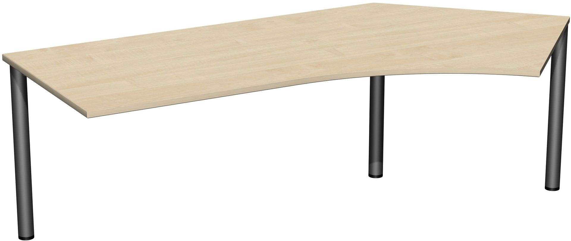 Winkel-Schreibtisch - Winkel rechts - 4-Fuß Flex - 720 x 2.166 x 1.130 mm (HxBxT) - Gestell anthrazit - Ahorn
