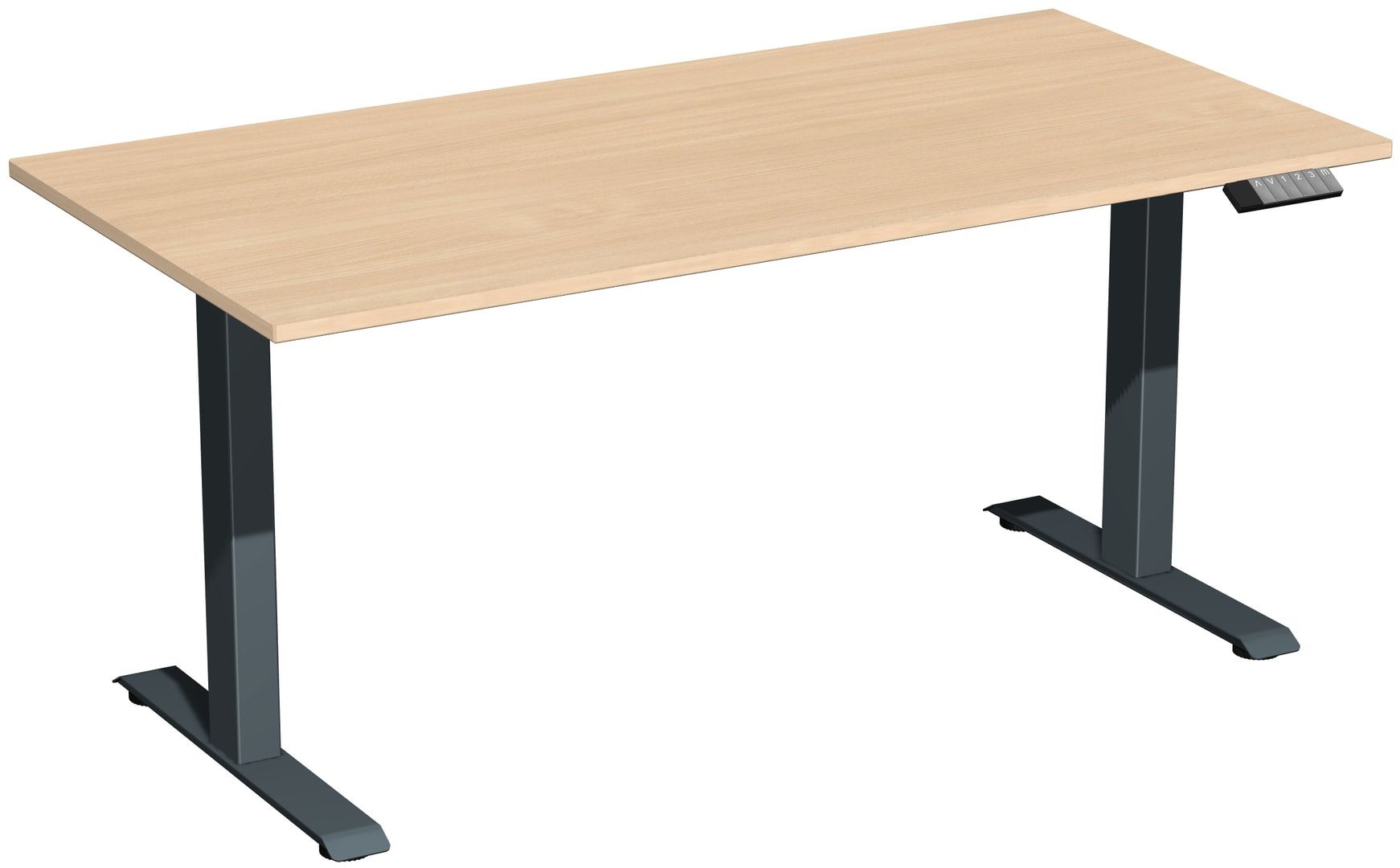 Schreibtisch, Elevate Basic, elektronisch höhenverstellbar, 730 - 1.230 x 1.200 x 800 mm (HxBxT), Gestell anthrazit, Dekor Ahorn