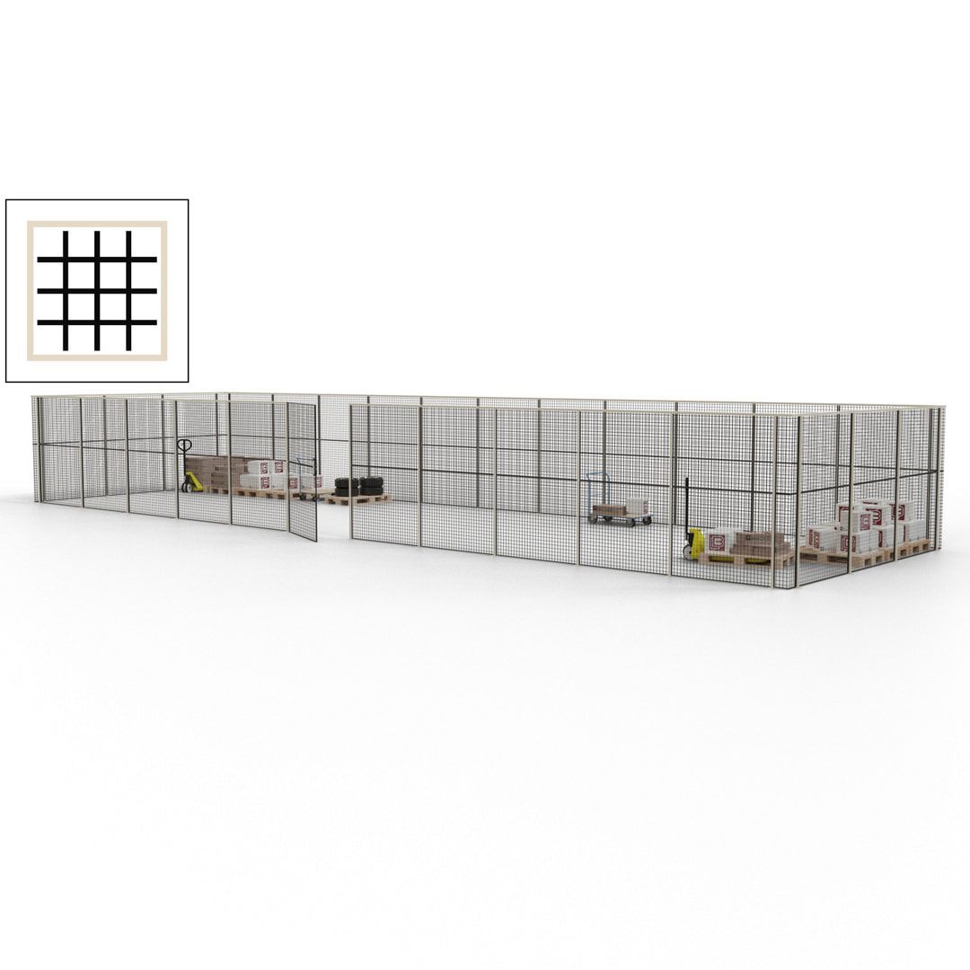 Maschinen Schutzgitter - Hallentrennwand - Sicherheitszaun - Tür - 42 m - 2.200 x 16.900 x 4.900 mm (HxBxT) - enzianblau