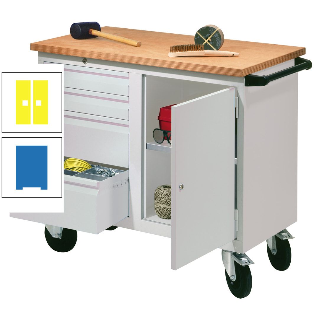 Mobile Werkbank - Werkstattwagen - 915 x 1.090 x 600 mm - 4 Schubladen und Schrankfach - anthrazitgrau