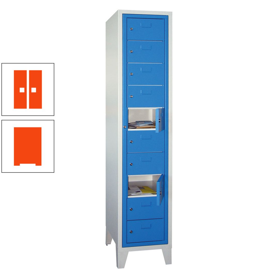 Schließfachschrank - Wäscheausgabeschrank - 10 Fächer a 315 mm - 1.850x400x500 mm (HxBxT) - Füße - Zylinderschloss - anthrazitgrau