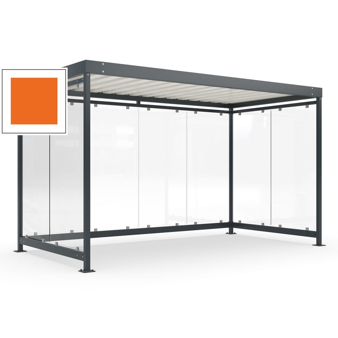 Fahrradunterstand, Fahrgastunterstand, Bushaltestelle, Bausatz, 12-13 Personen, 2.510 x 4.195 x 2.165 mm (HxBxT), 8 Wände, Achatgrau