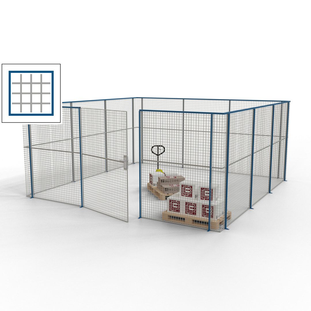 Maschinen Schutzgitter - Hallentrennwand - Sicherheitszaun - Tür - 18 m - 2.200 x 4.900 x 4.900 mm (HxBxT) - enzianblau