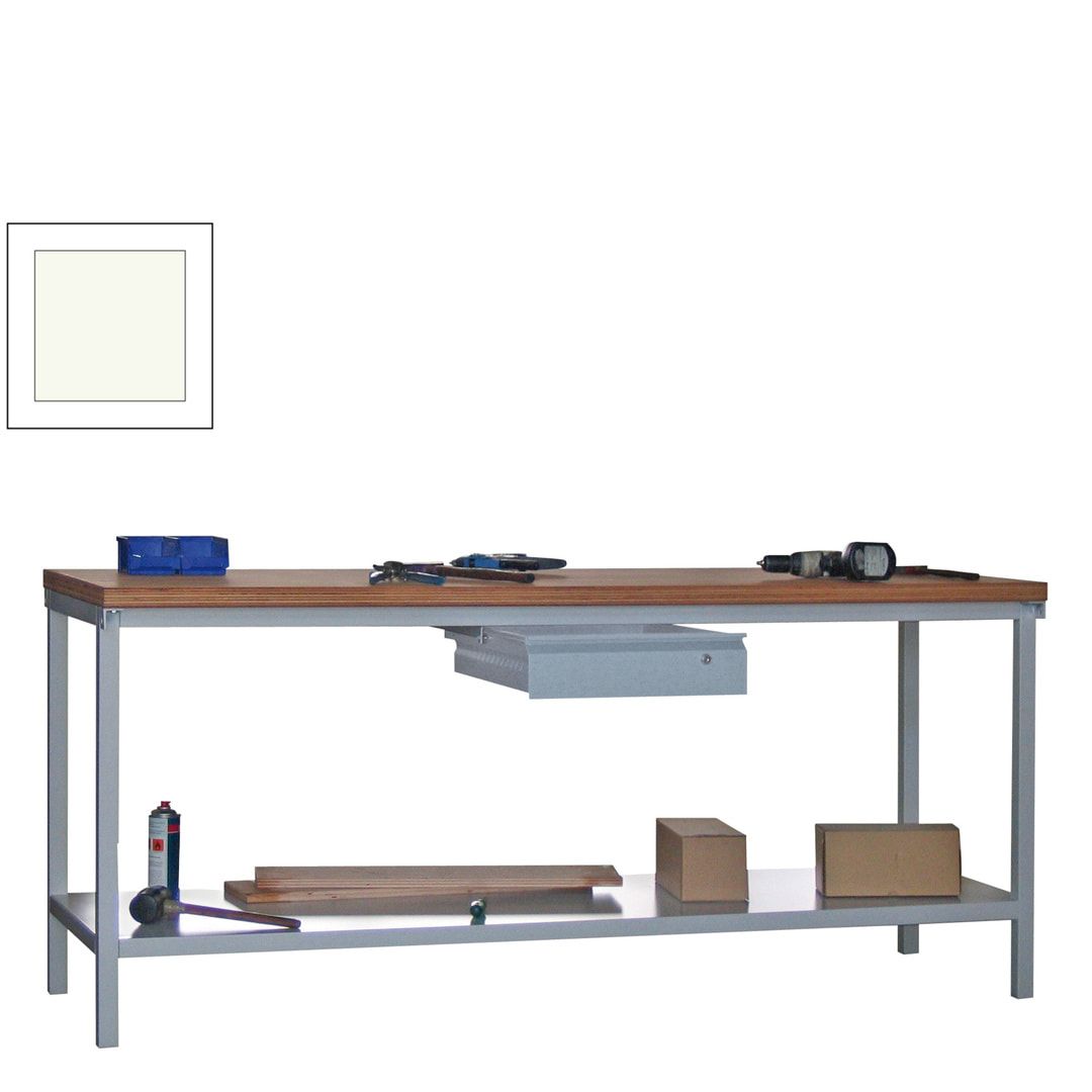 Werkbank mit Ablageboden - 1 Schublade - 900 x 2.000 x 700 mm (HxBxT) - Traglast 1.400 kg - anthrazitgrau