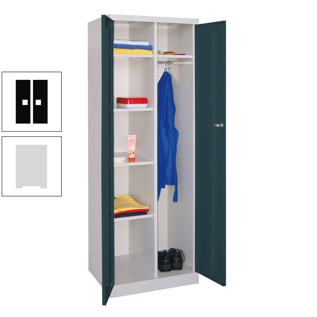 Kleiderschrank mit Sockel - Spind - 1 Abteil mit Trennwand - 1.800x600x500 mm (HxBxT) - Zylinderschloss - anthrazitgrau