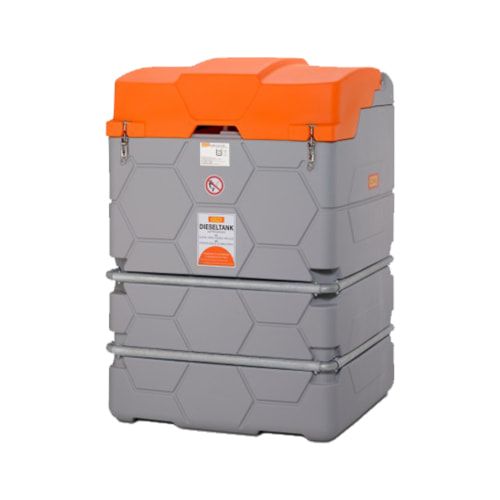 Mobile Outdoor Diesel Tankanlage mit Klappdeckel - Tankstation mit Zapfpistole - Volumen 1000 l