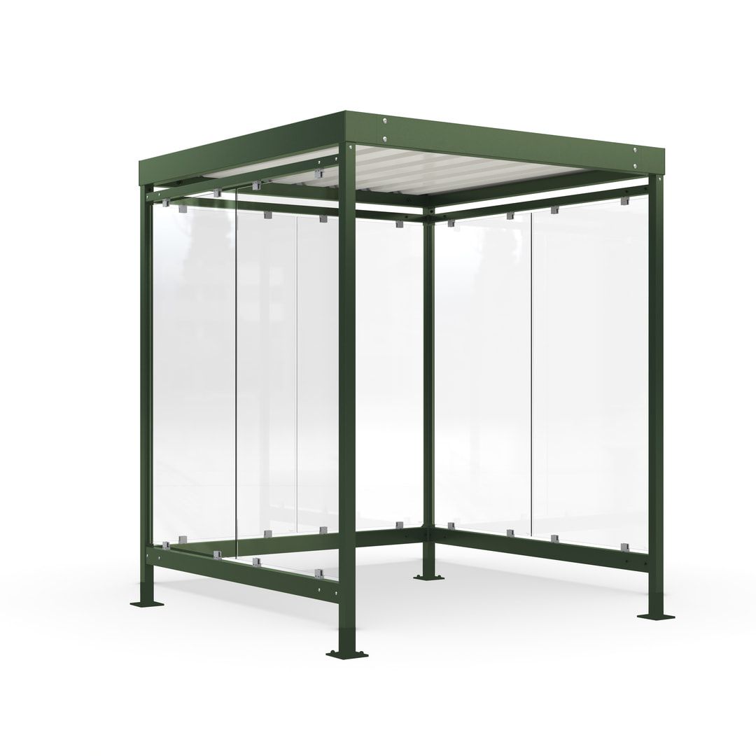 Raucherunterstand, Bushaltestelle, 6-7 Personen, 6 Wände, 2.510 x 2.165 x 2.165 mm (HxBxT), Elfenbein