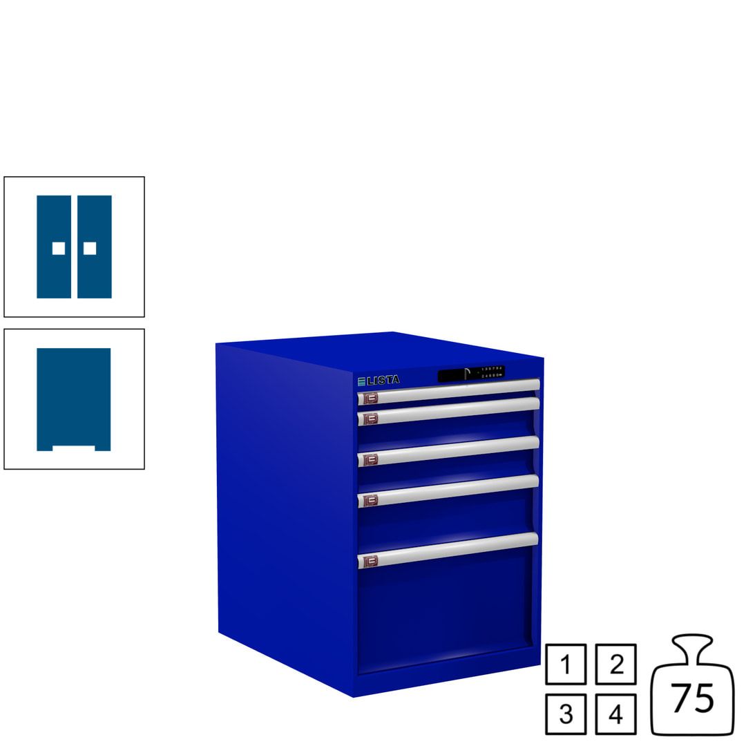 Lista Schubladenschrank - 14.368.010 - 800x564x725 mm (HxBxT) - 5 Schubladen - 75 kg - Key Lock - lichtblau (RAL 5012)