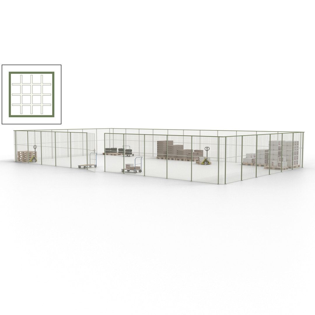 Maschinen Schutzgitter - Hallentrennwand - Sicherheitszaun - Tür - 51 m - 2.200 x 16.900 x 9.400 mm (HxBxT) - enzianblau