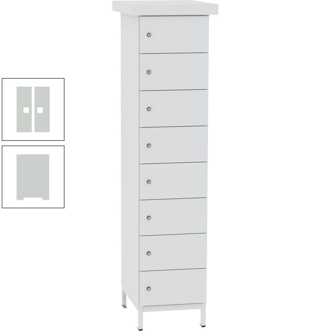 Akkuschrank, Batterieladeschrank, 8 Fächer, Schutzart IP54, Schuko, 1.855 x 400x 570 mm (HxBxT), Korpusfarbe anthrazitgrau, Frontfarbe anthrazitgrau