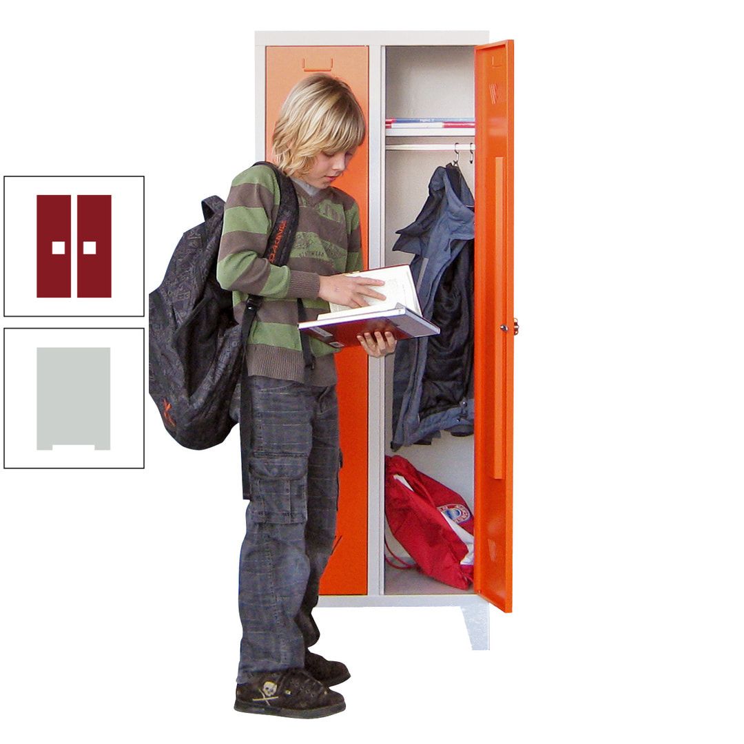 Spindschrank f. Schulen - mit Füßen - Höhe 1.600 mm - 3 Abteile a 300 mm - Drehriegel - anthrazitgrau