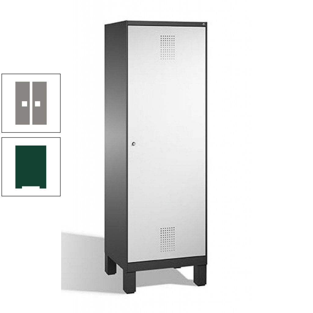 Doppel-Spind, Garderobenschrank, 1 Tür für 2 Abteile a 300 mm, Korpus anthrazitgrau, Türen anthrazitgrau, 1.850 x 600 x 500 mm (HxBxT)