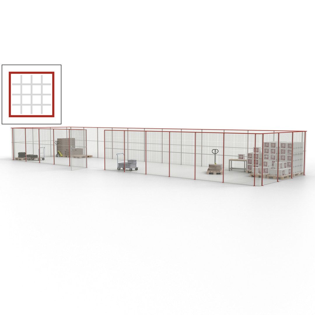 Maschinen Schutzgitter - Hallentrennwand - Sicherheitszaun - Tür - 45 m - 2.200 x 18.400 x 4.900 mm (HxBxT) - enzianblau