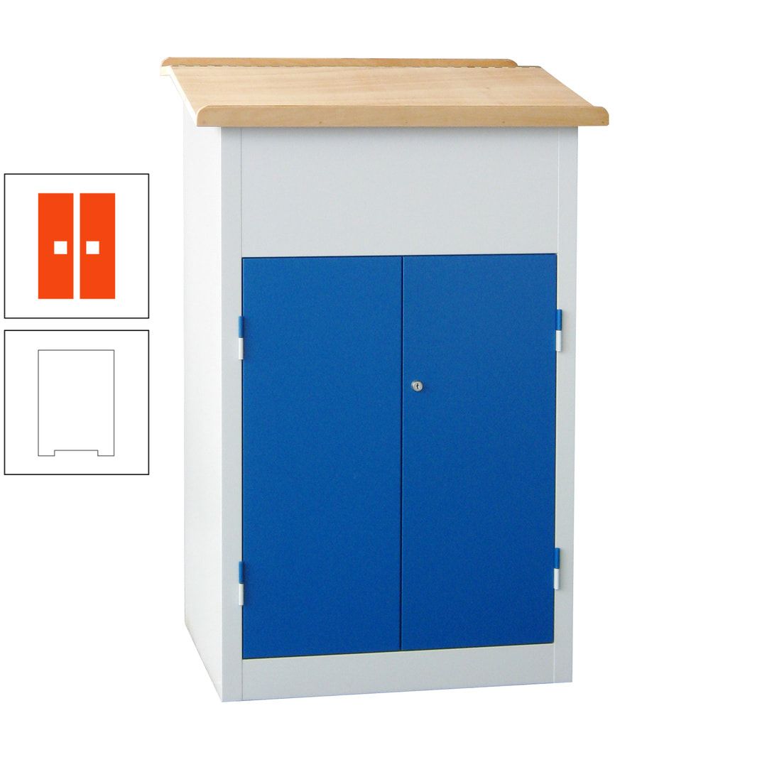 Stehpult mit Schrank - Vollblechtür - Zylinderschloss - 2 Böden - 1.200 x 700 x 600 mm (HxBxT) - anthrazitgrau