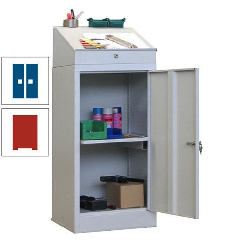 Stehpult mit Schrank - Vollblechtür - Zylinderschloss - 1 Ausziehboden - 1.270x500x500 mm (HxBxT) - anthrazitgrau