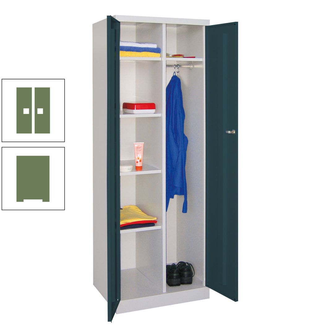 Kleiderschrank mit Sockel - Spind - 1 Abteil mit Trennwand - 1.800x600x500 mm (HxBxT) - Zylinderschloss - anthrazitgrau