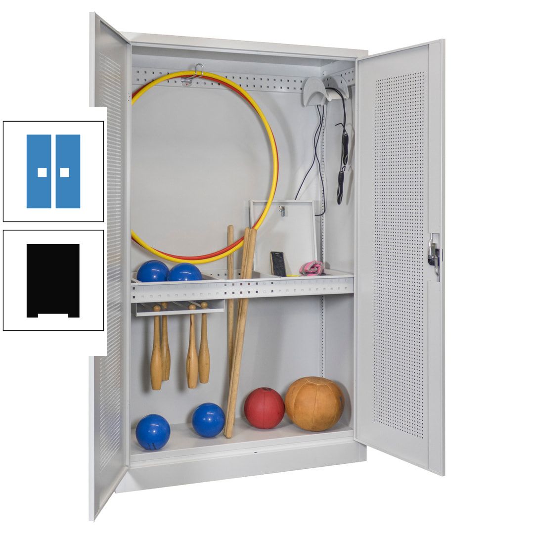 Sportschrank - Lochfeldtüren - Variante 1 - 1.950x1.200x500 mm (HxBxT) - anthrazitgrau
