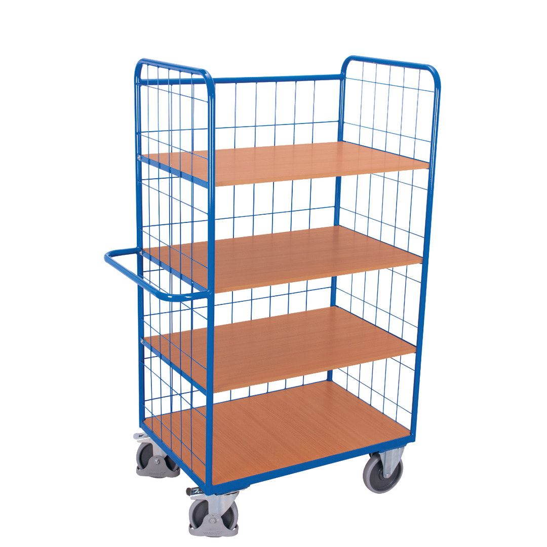 Etagenwagen - Drahtgitter - 4 Etagen - 3 klappbare Böden - 1.890 x 700 x 1.200 mm (HxBxT) - Traglast 500 kg