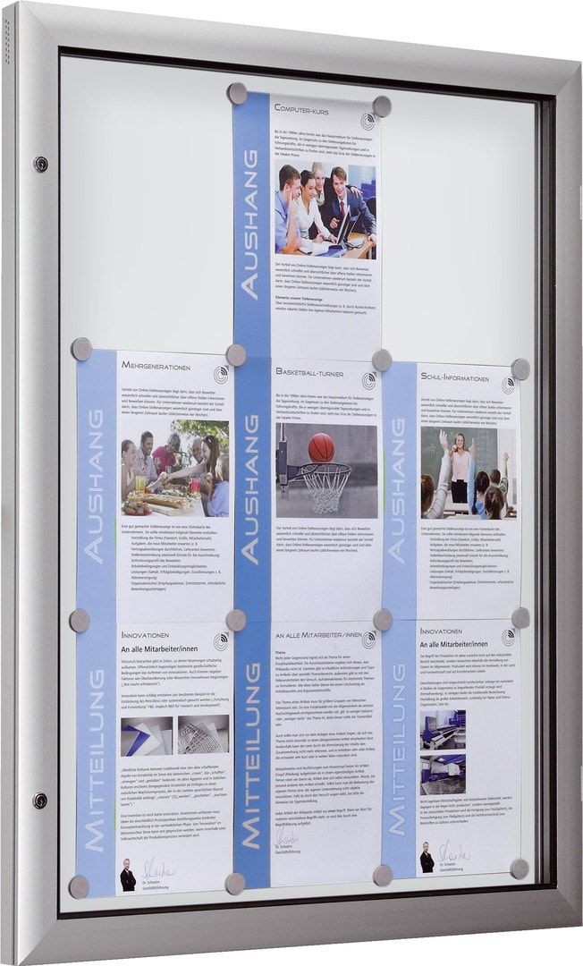 Alu Schaukasten, Schaufenster, Auslage, Werbekasten, extra flach - DIN A1, Hochformat, Magnet Rückwand in anthrazit, 1.025 x 800 x 43 mm (HxBxT)