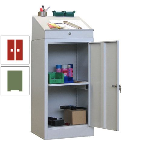Stehpult mit Schrank - Vollblechtür - Zylinderschloss - 1 Ausziehboden - 1.270x500x500 mm (HxBxT) - anthrazitgrau