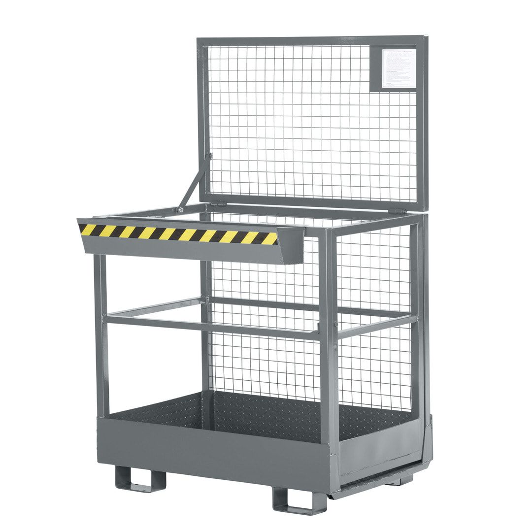 Arbeitsbühne für Stapler und Frontlader - Arbeitskorb - Montagebühne - 2 Personen - Tragkraft 300 kg - 1.910 x 1.200 x 800 mm (HxBxT) - anthrazitgrau