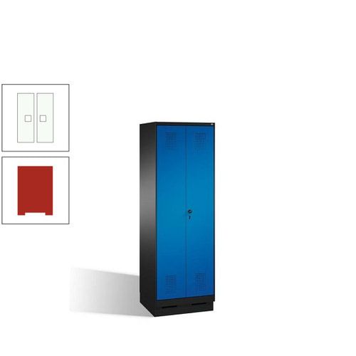 Doppel-Spind, Doppeltüren, Garderobenschrank mit Sockel, 2 Abteile a 300 mm, Korpus anthrazitgrau, Tür anthrazitgrau, 1.800 x 600 x 500 mm (HxBxT)