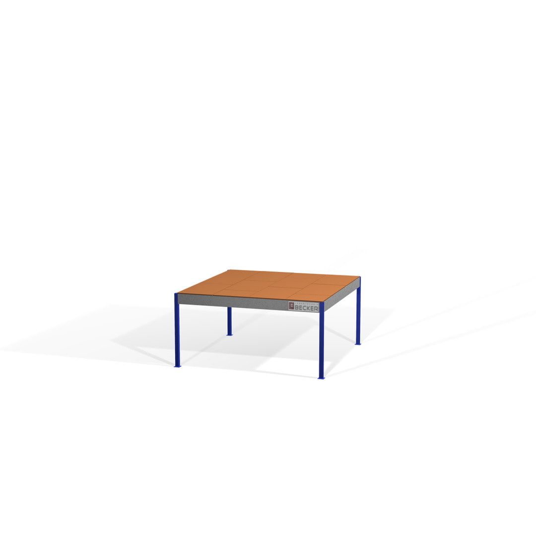 Lagerbühne - 2.100 x 10.000 x 10.000 mm (HxBxT) - 250 kg/qm - mit Böden - Perlweiß (RAL 1013)