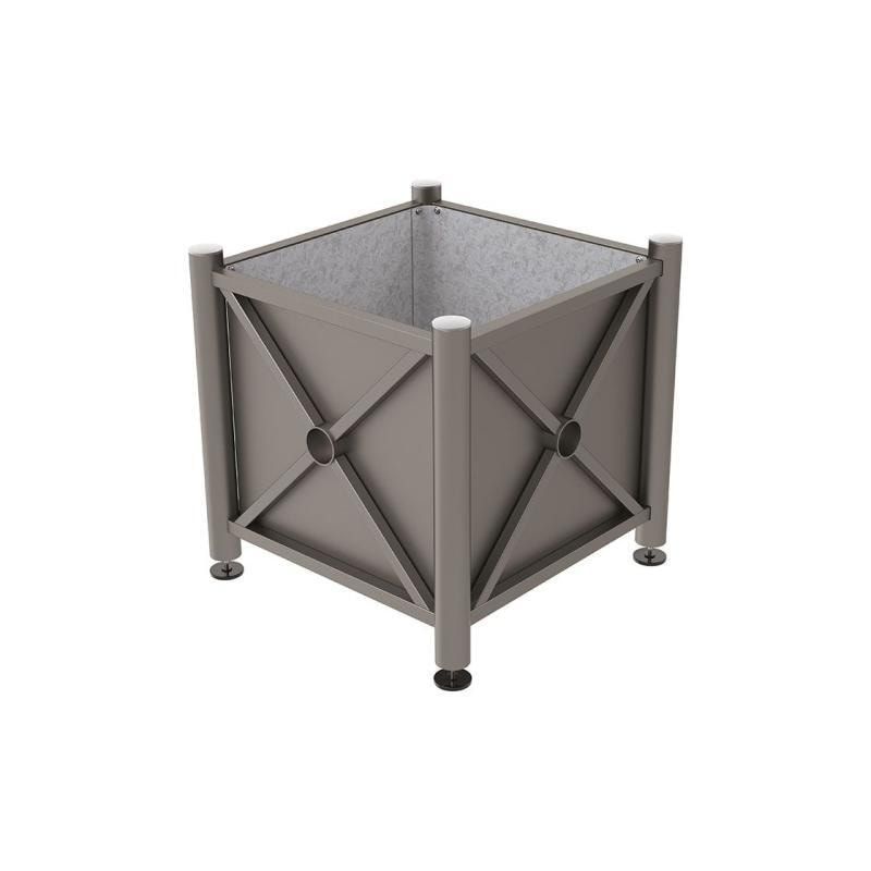 Pflanzbehälter, Stahlblech feuerverzinkt, verstellbare Füße, Innenfach feuerverzinkt, Kopf Agora, 750 x 800 x 800 mm (HxBxT), enzianblau