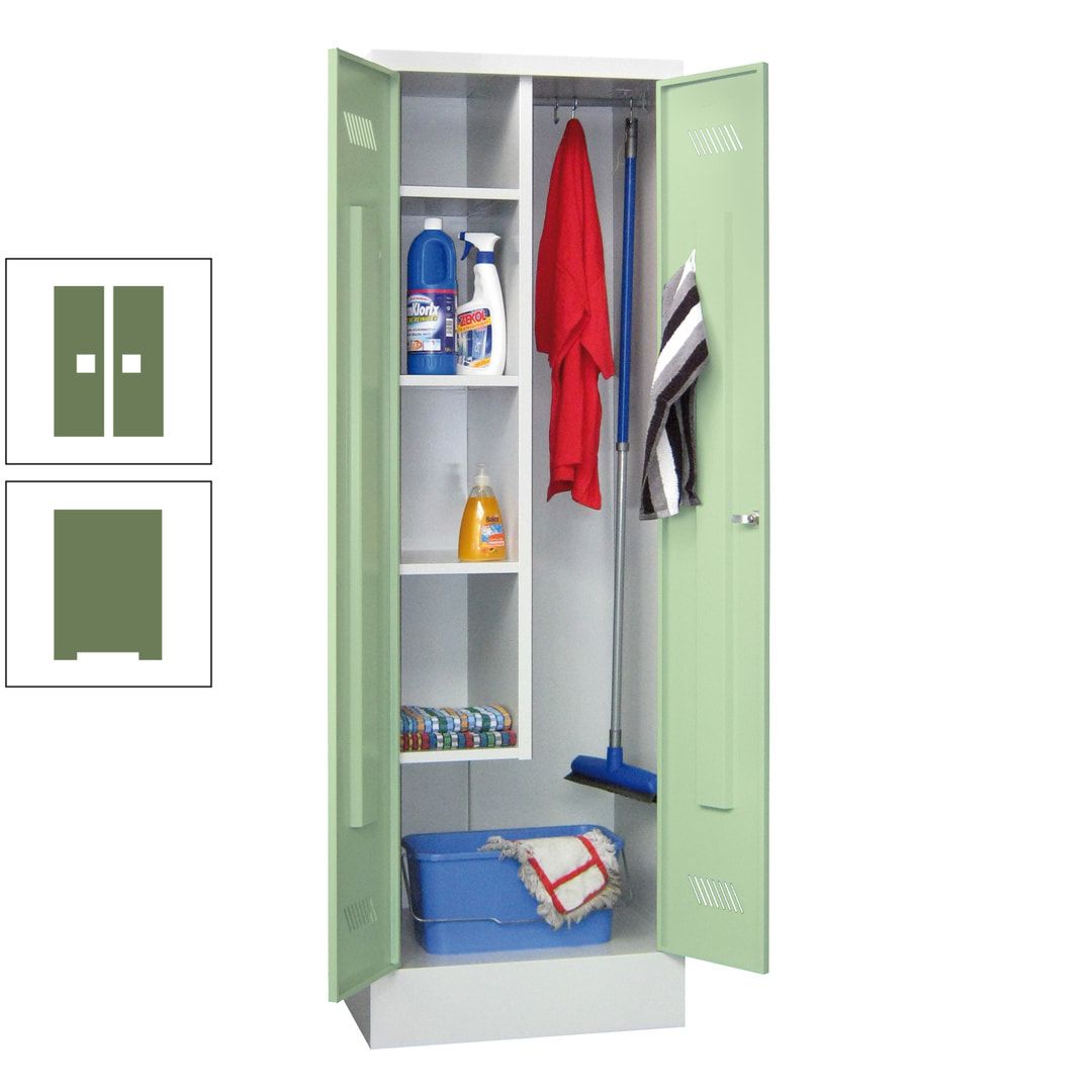 Putzschrank mit Sockel - 1 Abteil mit Trennwand - 1.850x600x500 mm (HxBxT) - Drehriegel - anthrazitgrau