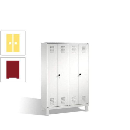 Doppel-Spind, Doppeltüren, Garderobenschrank mit Füßen, 4 Abteile a 300 mm, Korpus anthrazitgrau, Tür anthrazitgrau, 1.850 x 1.200 x 500 mm (HxBxT)