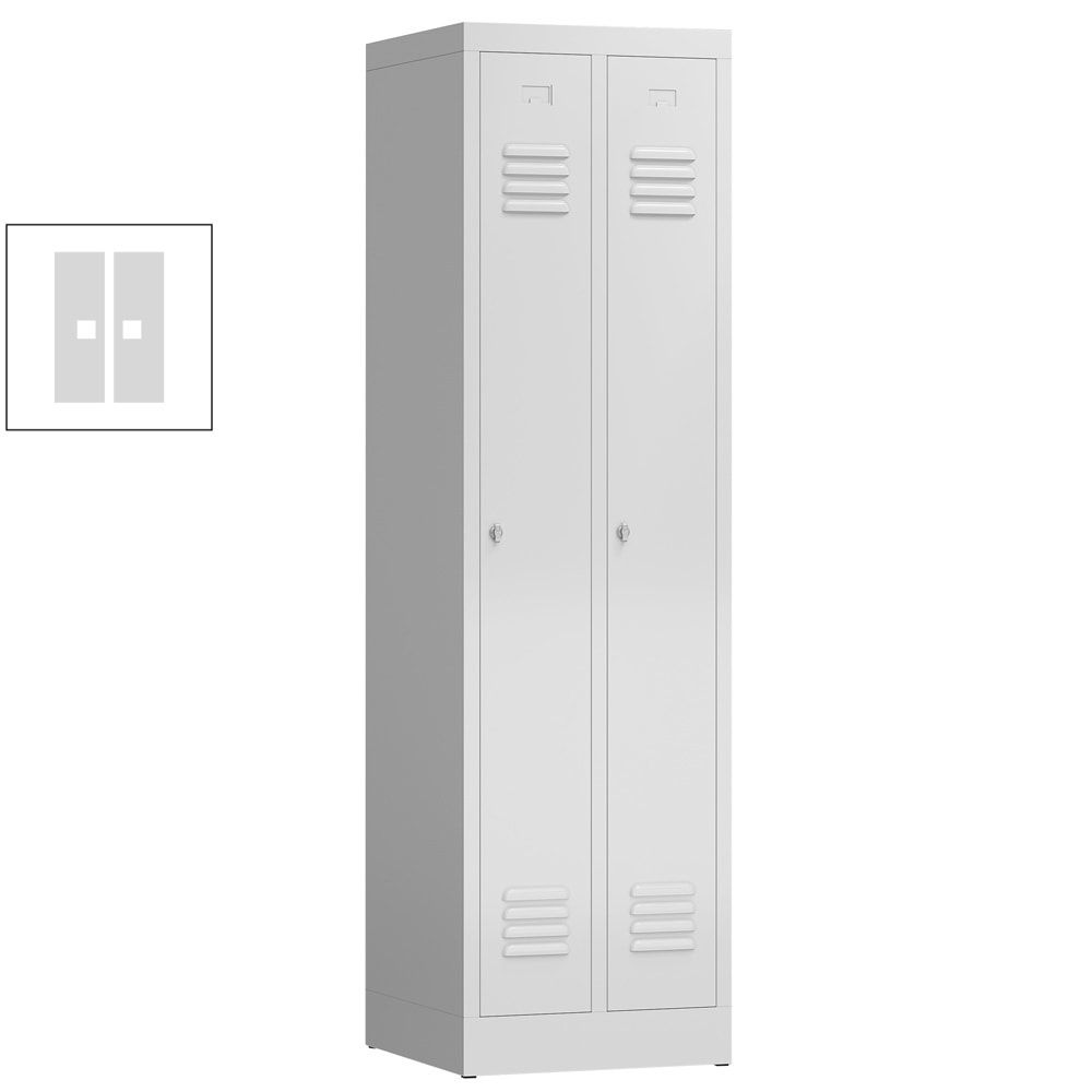 Garderobenschrank, Garderobenspind, 2 Abteile, 1.800 x 500 x 500 mm (HxBxT), Stahl, Drehriegelverschluss, Korpus: lichtgrau, Front: anthrazitgrau