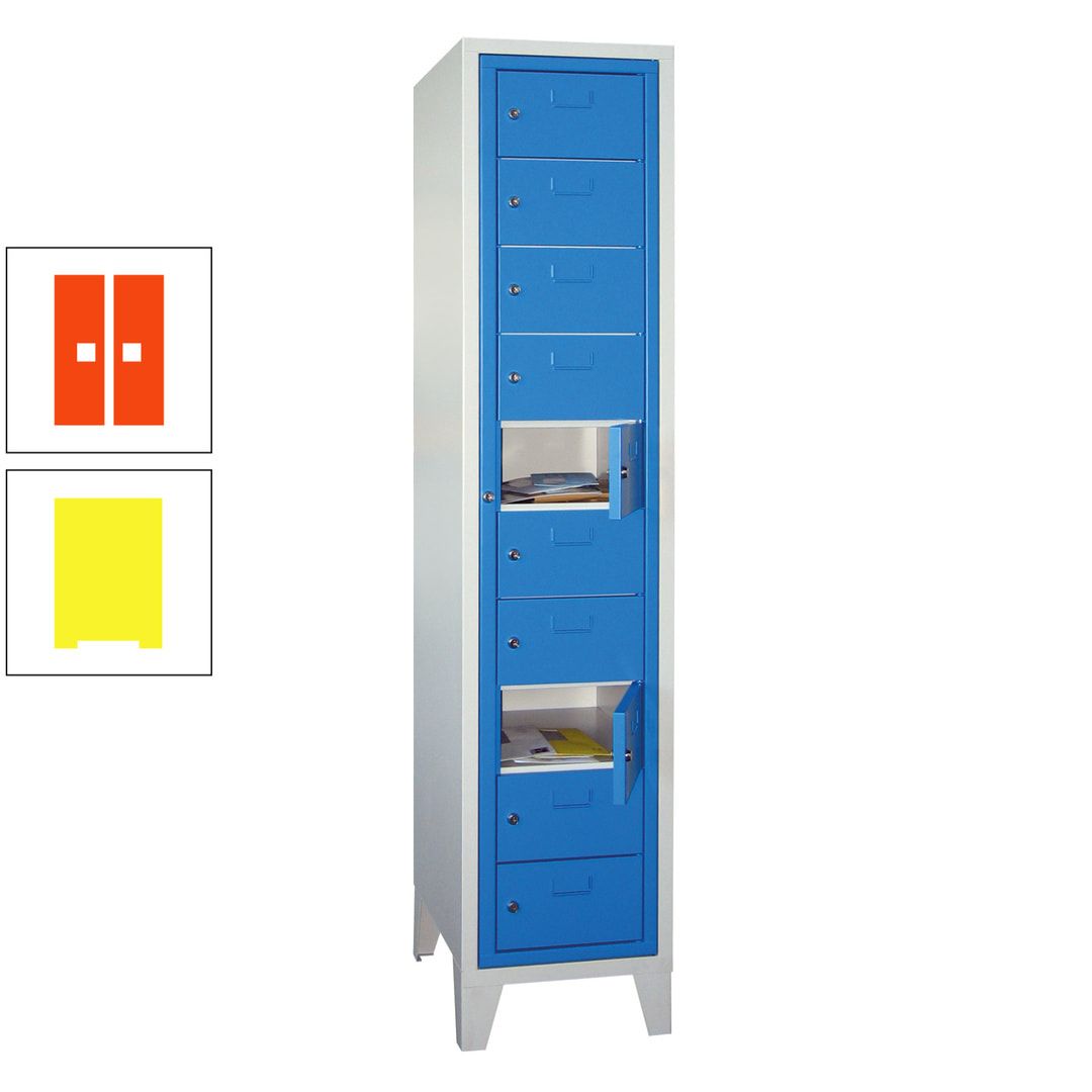 Schließfachschrank - Wäscheausgabeschrank - 10 Fächer a 315 mm - 1.850x400x500 mm (HxBxT) - Füße - Zylinderschloss - anthrazitgrau
