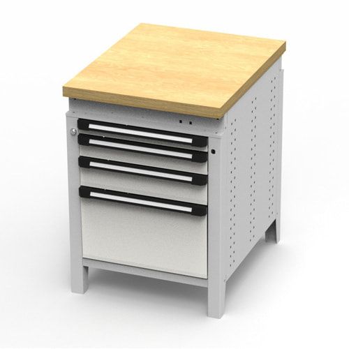 OTTOKIND Werkbank - Arbeitsplatte bündig - 850 x 605 x 750 mm (HxBxT) - 4 Schubladen - 60:1 / 90:1 / 120:1 / 300:1 - lichtgrau / anthrazitgrau