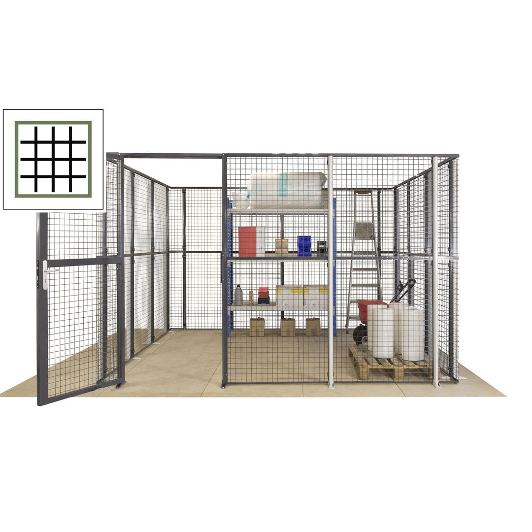 Maschinen Schutzgitter - Hallentrennwand - Sicherheitszaun - Tür - 72 m - 2.200 x 21.400 x 15.400 mm (HxBxT) - enzianblau