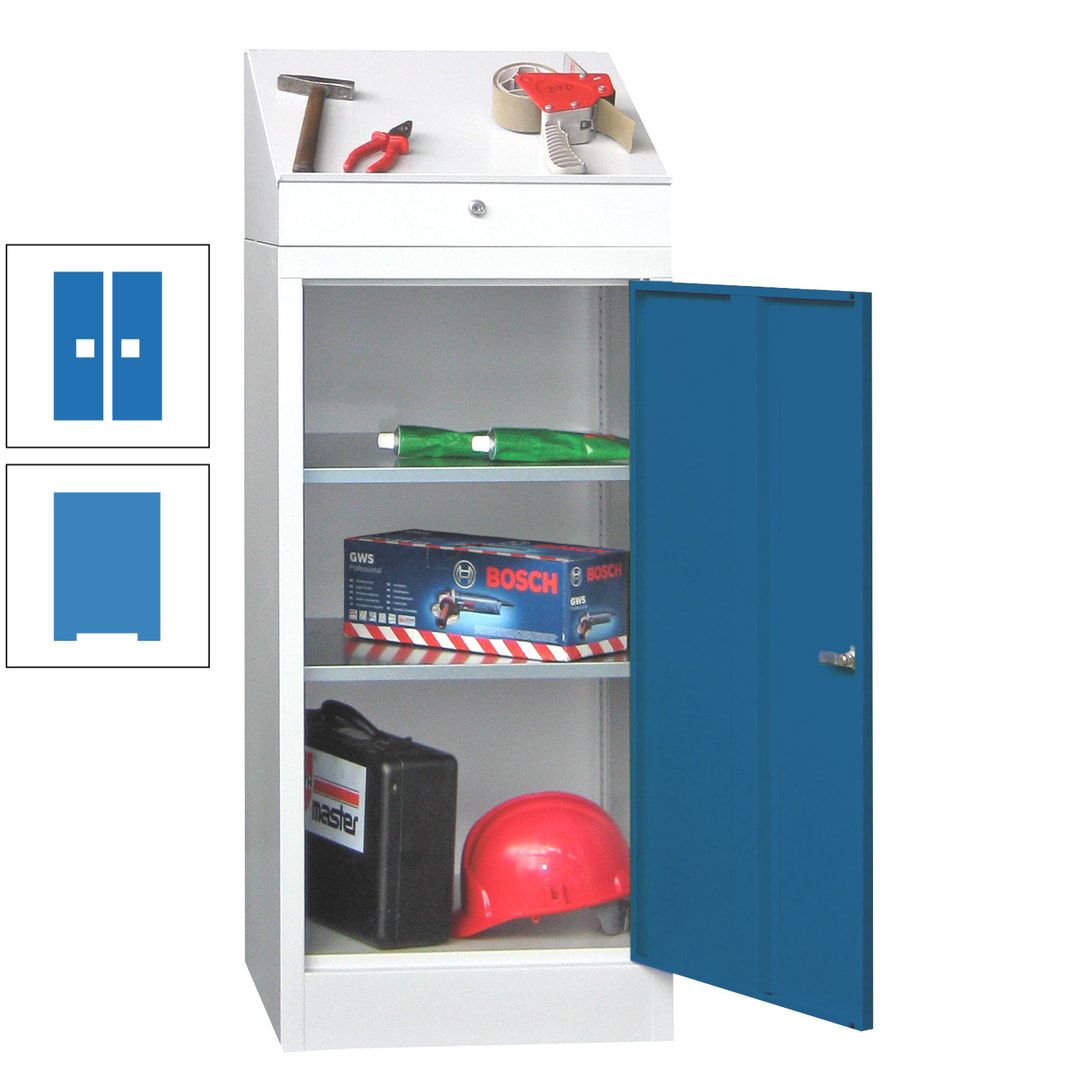 Stehpult mit Schrank - Vollblechtür - Zylinderschloss - 1.270x500x500 mm (HxBxT) - anthrazitgrau