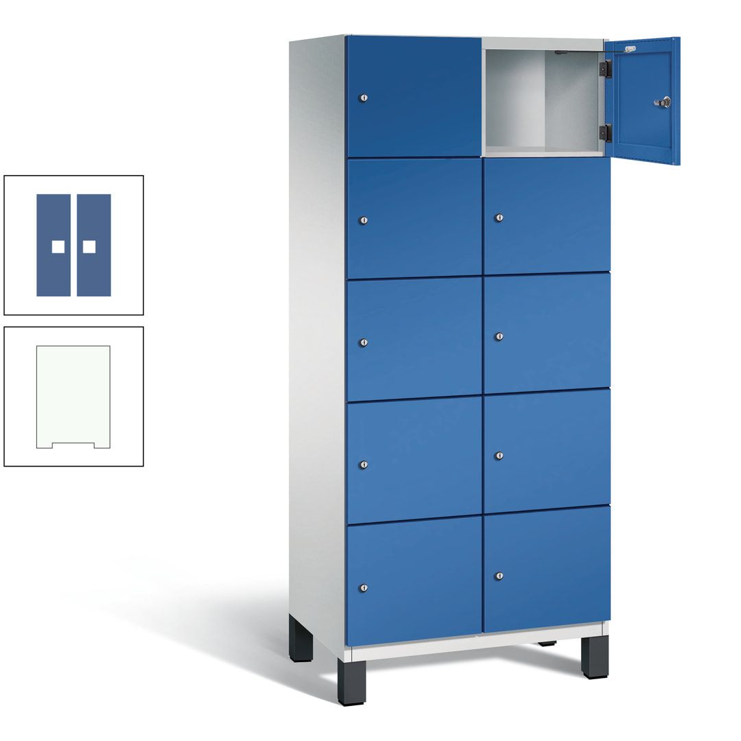 Fächerschrank, Stahlschrank, 10 Fächer, Türöffnungsbegrenzer, Füße, 1.980 x 800 x 525 mm (HxBxT), Korpus anthrazitgrau, Front anthrazitgrau