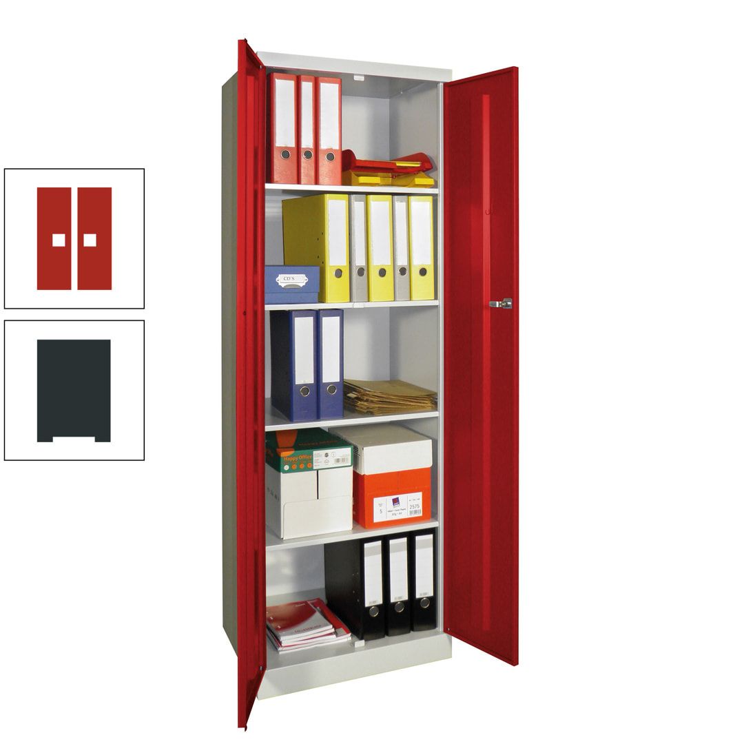 Aktenschrank - Sockel - 4 Böden - 1.800x600x500 mm (HxBxT) - Zylinderschloss - anthrazitgrau