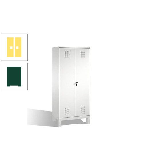 Doppel-Spind, Doppeltüren, Garderobenschrank mit Füßen, 2 Abteile a 400 mm, Korpus anthrazitgrau, Tür anthrazitgrau, 1.850 x 800 x 500 mm (HxBxT)