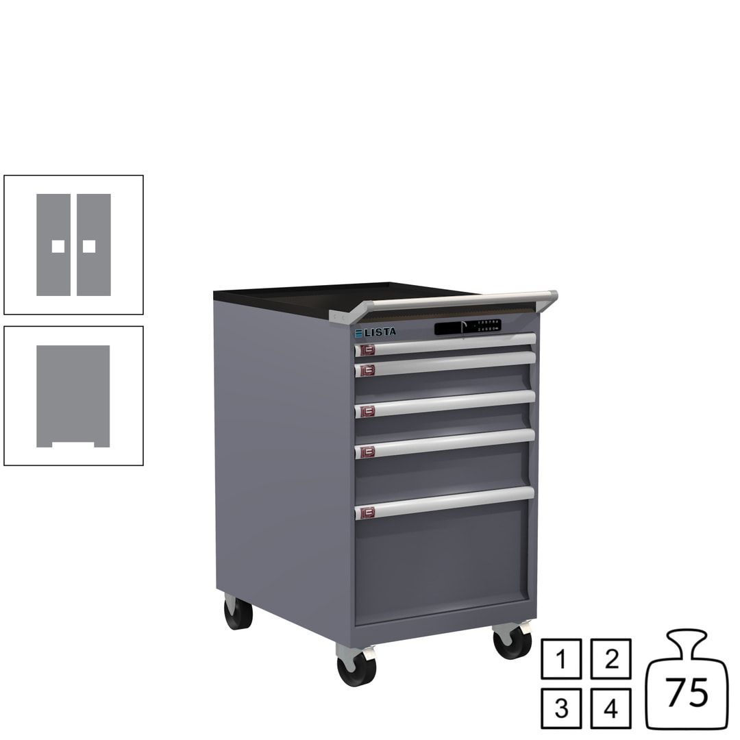 Lista Schubladenschrank - 14.374.010 - 990 x 564 x 725 mm (HxBxT) - 5 Schubladen - 75 kg - Key Lock - lichtblau (RAL 5012)