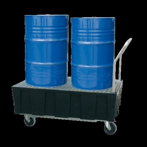 PE-Auffangwanne - fahrbar - 224 l - 600 kg - 1.040 x 1.205 x 805 mm - schwarz - Gitterrost