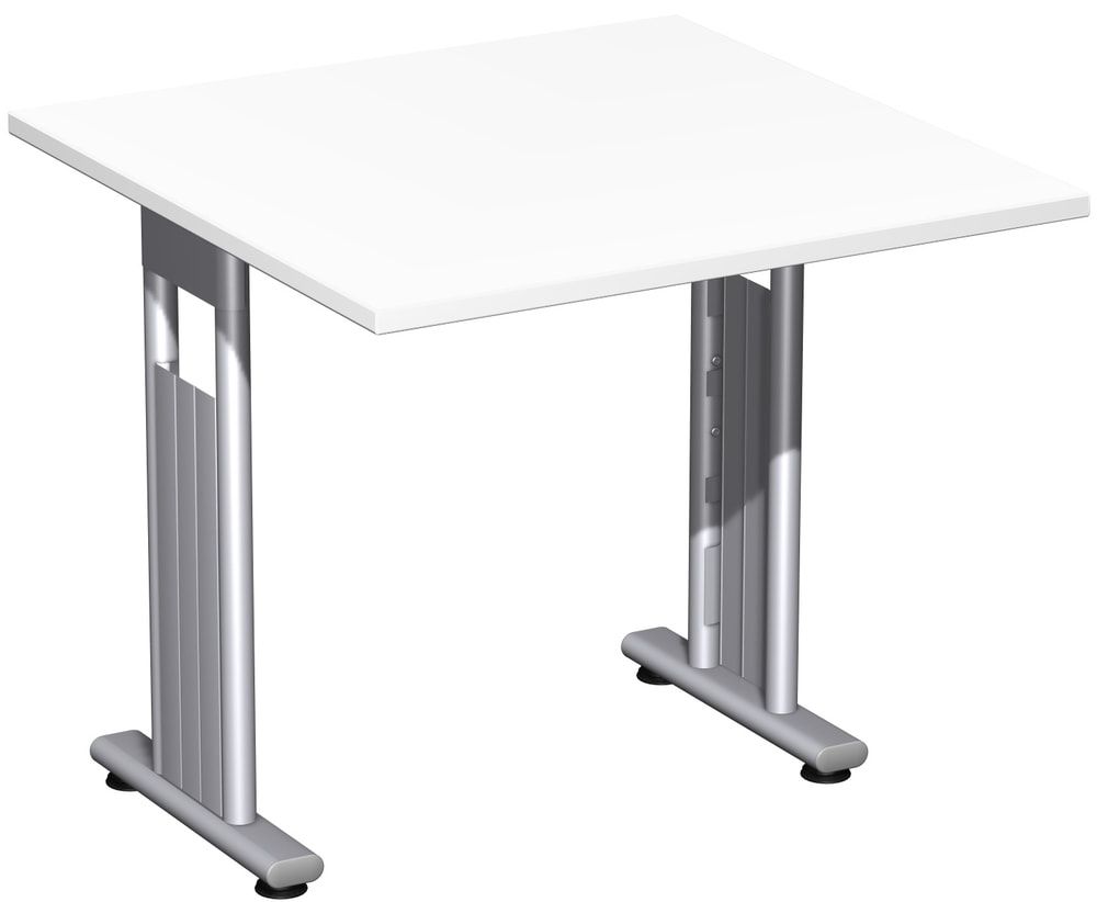 Schreibtisch mit einseitig verkürzt Füßen - C-Fuß Flex - Bürotisch - Konferenztisch - 720 x 1.200 x 800 mm (HxBxT) - Dekor Ahorn - Gestell silber