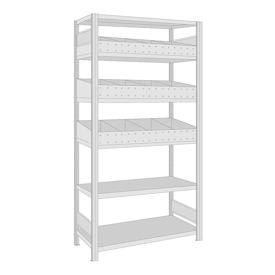 Fachbodenregal - 150 kg - 3 Fachböden - 3 Schüttensets - 2.000 x 1.005 x 500 mm (HxBxT) - Anbauregal - verzinkt