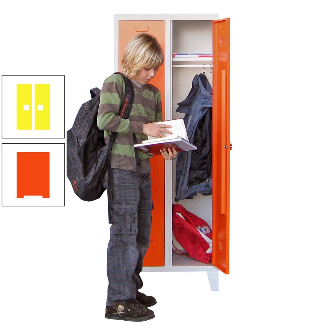 Spindschrank f. Schulen - mit Füßen - Höhe 1.600 mm - 3 Abteile a 300 mm - Drehriegel - anthrazitgrau